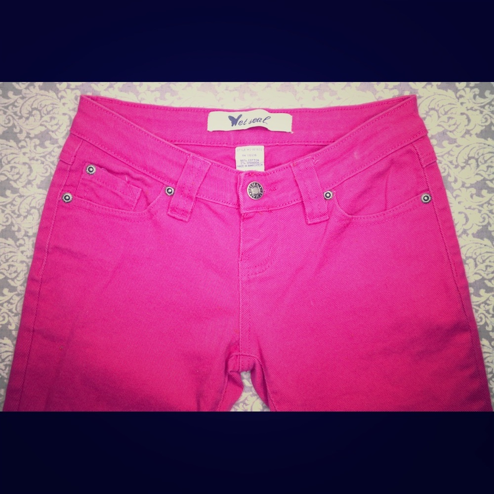 Wet Seal pink size 1 denim skinny jean 😬